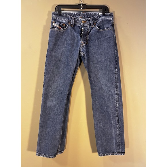 Diesel Jeans Larkee Selvedge Blue Mens 32 (33x28) Straight Fit 008Z8 Biker Italy